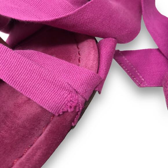 Isabel Marant Arieli Ribbon Strap Sandals 9 Ankle Wrap Tie Strappy Fuchsia Italy - Picture 5 of 14
